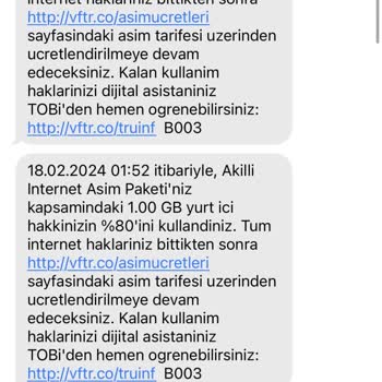 Vodafone Kullanılmaya İnternet Sonucu Gelen Yüklü Fatura
