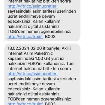 Vodafone Kullanılmaya İnternet Sonucu Gelen Yüklü Fatura