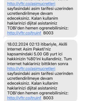 Vodafone Kullanılmaya İnternet Sonucu Gelen Yüklü Fatura