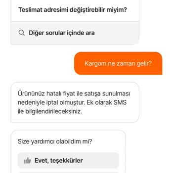 Hepsiburada Keyfi Sipariş İptali