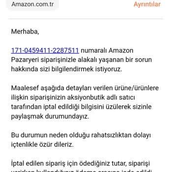 Amazon'da İptal Edilen Sipariş Hayal Kırıklığı