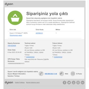 Hasarlı Ürünün Yenisini Göndermekten Dyson Yetkilileri