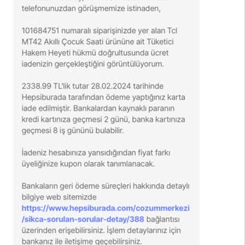 Hepsiburada Tüketici Hakem Heyeti Kararını Uygulamıyor
