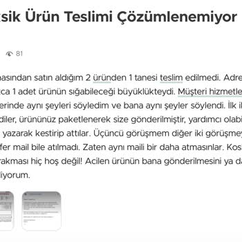 Boyner Eksik Ürün | İade Gerçekleşmedi