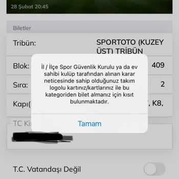 Passolig Bilet Aktarım Kısıtlama Hatası