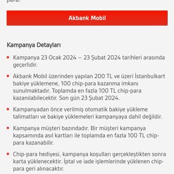 Akbank Kazandığım Chip Para Ödülünü Vermedi