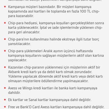 Akbank Kazandığım Chip Para Ödülünü Vermedi
