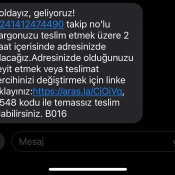 Aras Kargo'nun Teslim Edildiğini Gösterdiği Kargom Yok