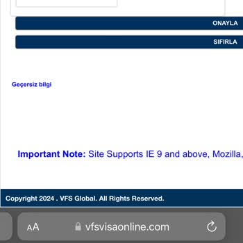 VFS Global Vize Başvuru Takip Hatası