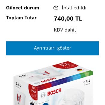 Bosch İn Resmi Sitesi Paramı İade Etmiyor