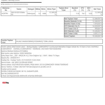 Arçelik Ürün Alım, Sevkiyatı