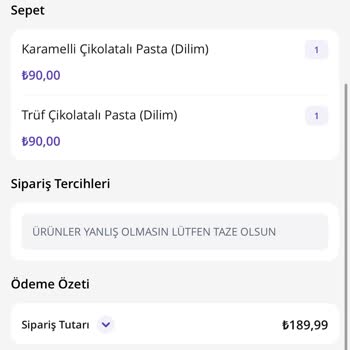 Getir Yemek Kahve Dünyası Siparişi