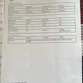 Medipol Hastanesi Pendik Kız Bebeğin Cinsiyetini Yanlış Yazdı.