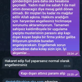 OKX 30 Saatte Hesaba Geçmeyen Kripto Para. Hakkını Arayınca Engelliyorlar