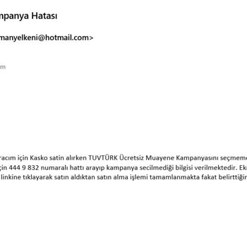 Sigortaladim.com Hediye Tüvtürk Muayene Sözünü Tutmuyor