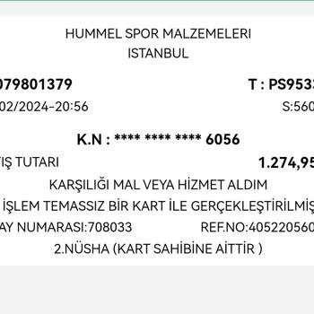 Hummel Ürün İade Ettim Hala Geri Ödemesini Yapmadılar.
