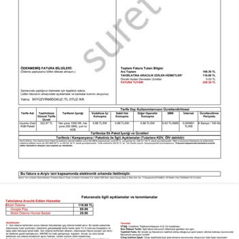Vodafone Faturam Fazla Geldi
