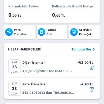 Halkbank Bakiye 0 TL Gözüküyor