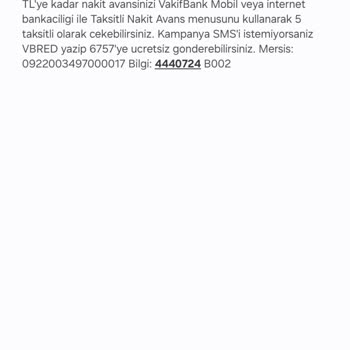 VakıfBank Taksitli Nakit Avans Yalanı