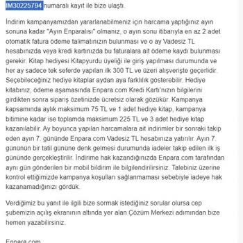Enpara Talimatlı Faturamı Otomatik Ödemedi
