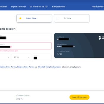 Turkcell Troy Kart İle Paket Yüklemeyi Kabul Etmiyor.
