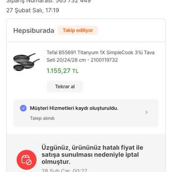 Hepsiburada Haberim Olmadan Siparişimi İptal Etmiş