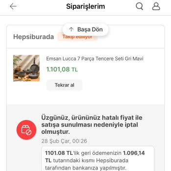 Hepsiburada Haberim Olmadan Siparişimi İptal Etmiş
