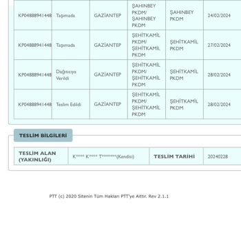 PTT Kargo Gaziantep Şehitkamil PTT Pkdm