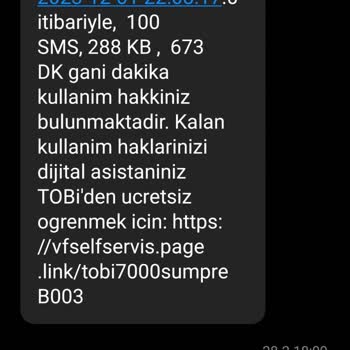 Vodafone Tarifemdeki Kullanım Haklarının Aniden Sıfırlanması
