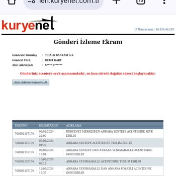 Kuryenet Polatlı Kartımı Teslim Etmedi
