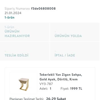 Vivense Ürün Teslimatının Gecikmesi