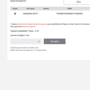 Satışımdan Bynogame Cüzdanıma Gelen Parayı Hesabıma Aktaramıyorum