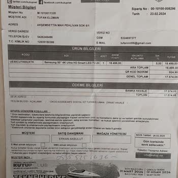 Samsung Tan TV Aldım Hala Fatura Gelmedi