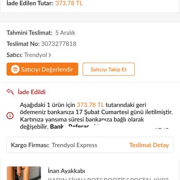 İnan Ayakkabıdan Alınan Ayakkabı (Trendyol) Şikayeti