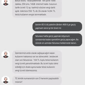 Vodafone Taahhüt Bitimi Tarife Silmesi Ve Gelecek Aylara Dair Vergi