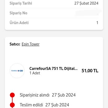 Vodafone Her Şey Yanımda Hatalı Kod Verilmesi