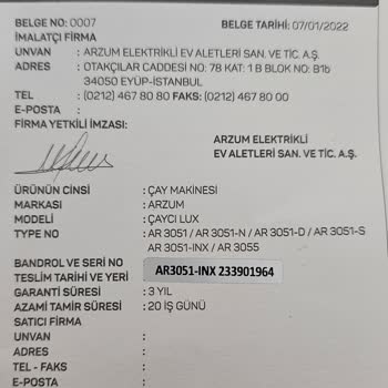 Arzum AR3051 Sorunlu Çaycı