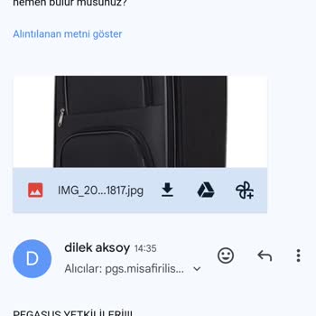 Pegasus Kayıp Bagaj, Yanlış Valiz Teslimi İçin Çağırma
