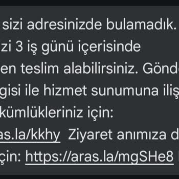 Aras Kargo Siparişi Teslim Etmiyor