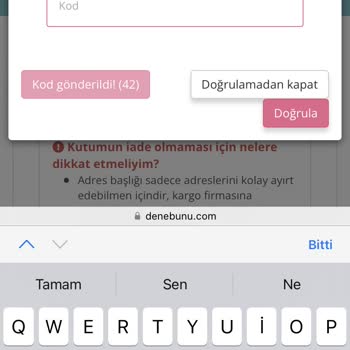 Denebunu.com Ücretsiz Kutumu Göndermiyor