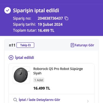 N11 İptal Edilen Roborock İadesi Beklentisi