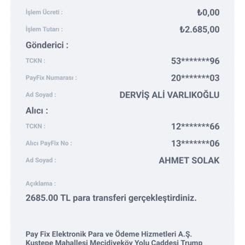 Payfix İşleminde Yaşanan Para Transferi Sorunu