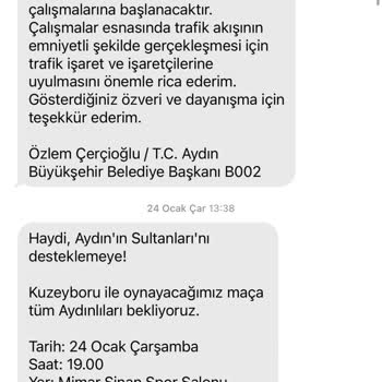 Aydın Belediyesi SMS Almak İstemiyorum