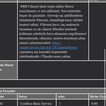 Dyson Yuvarlak Başlık Ve Servis Notu Çelişkisi