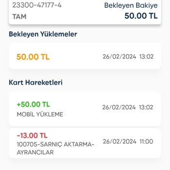 İzmirim Kart Bekleyen Bakiye