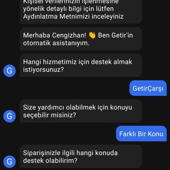 GetirÇarşı 15 Gündür Ücreti İade Edilemeyen Sipariş