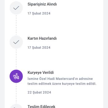 AGT Kurye (aynigunteslim.com) İsimli Hadi Mastercard