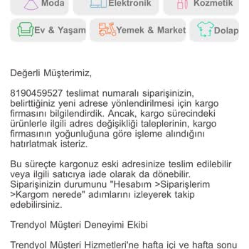 Trendyol Kargo Ve Müşteri Hizmetleri Sorunu