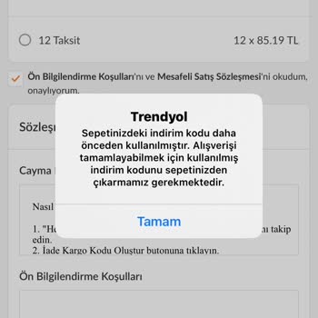 Trendyol'un Kupon Tanımlayıp Sonra Yokmuş Gibi Davranması