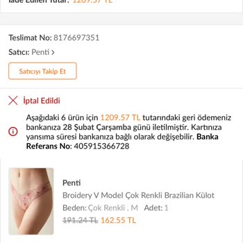 Trendyol Penti Ürün Olduğu Halde Göndermemesi